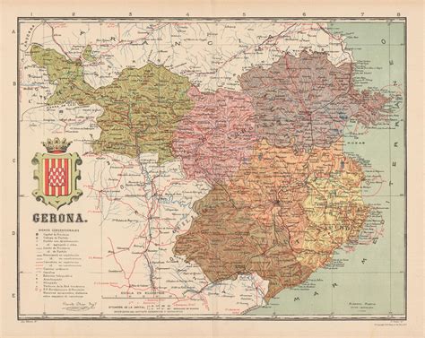 Historic Map - Girona Spain - Martin 1900 - 28.89 x 23 - Vintage Wall