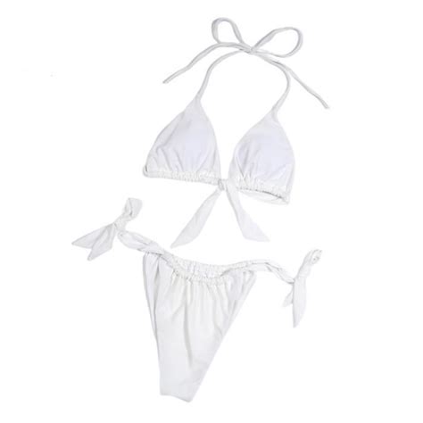 Maillot De Bain Bikini De Couleur Unie Rembourr Set De Deux Pi Ces
