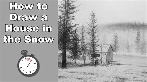 How To Draw A Landscape With A House In The Snow In Pencil Time Lapse