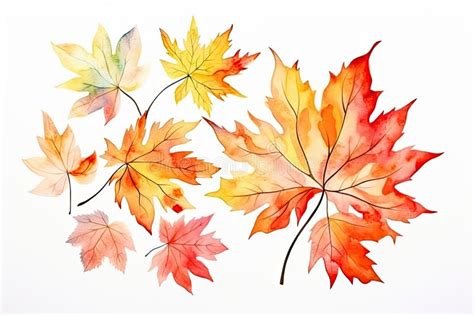 A Beautiful Watercolor Painting Of Autumn Leaves Ideal For Capturing