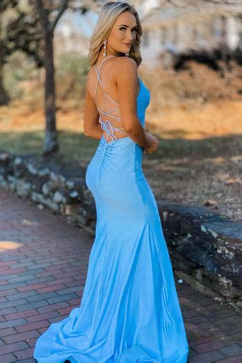 Hellymoon Women Simple Prom Dress With Lace Up Back Royal Blue