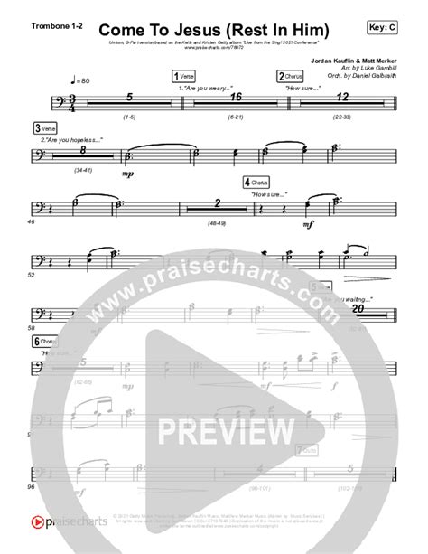 Come To Jesus Rest In Him Unison 2 Part Choir Trombone Sheet Music