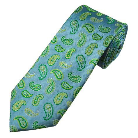 Tresanti Celeste Light Blue Green Silver Paisley Pattern Men S Silk