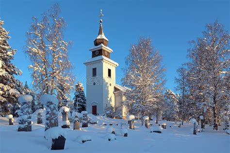 De Kerk Van Vilhelmina In De Winter Zweden Stock Foto Image Of