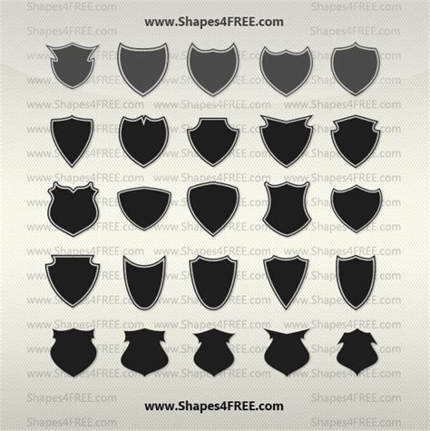 55 Shields Photoshop Custom Shapes Shapes4free