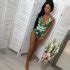 China Sport Style Tie Green Leaf Print Lace Up Breathable Backless Bikini Swimsuit China