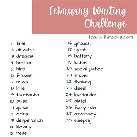 February 2023 Writing Prompts – Toad with Books