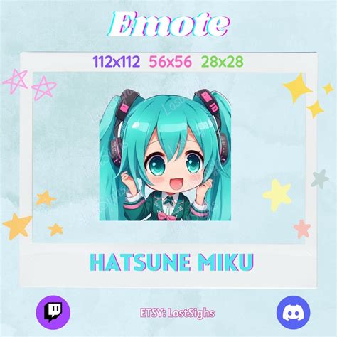 Cute Hatsune Miku Emote For Stream Twitch Discord Kick Youtube