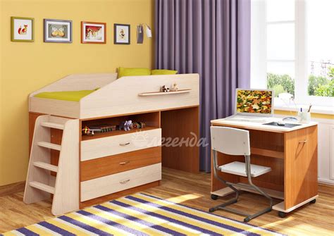 Кровать чердак +с лестницей и столом Легенда 12.1 Design Service №3 (ID ...