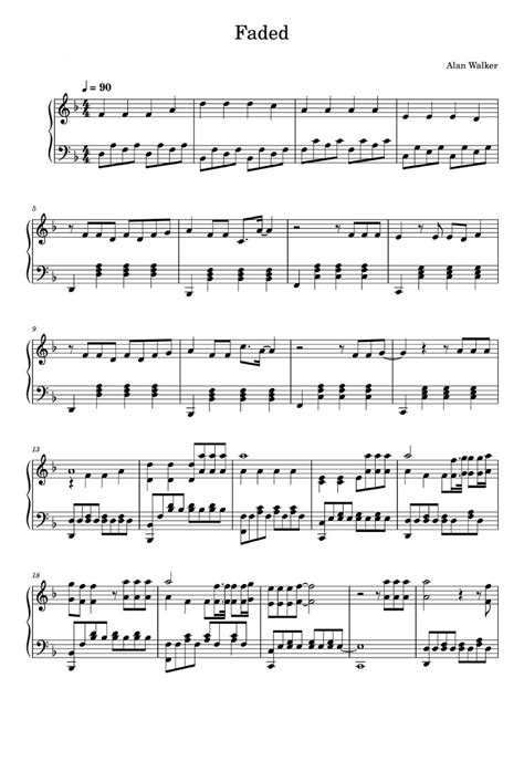 Faded Arr Alan Walker By Alan Walker Sheet Music For Piano Solo At