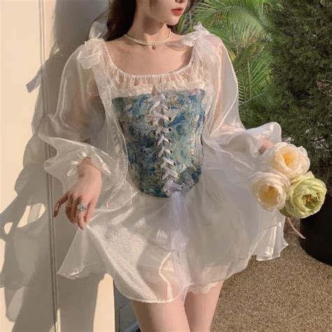 Natalia Bleu Fairycore Cottagecore Corset Top And Skirt Bottom Dress S