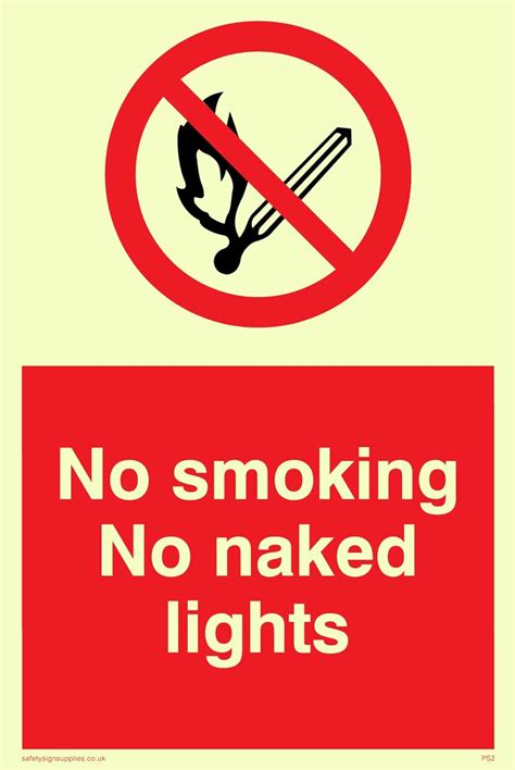 Viking Signs PS2 A6P PVNo Smoking No Naked Lights Sign Sticker Photoluminescent 150 Mm H X