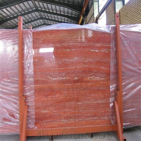 Red Travertine Vein Cut Slab From China