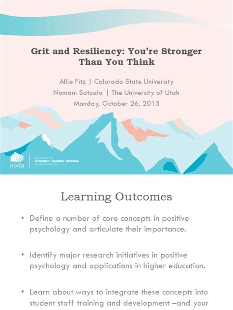 Grit And Resiliency Youre Stronger Than You Think Pdf Grit