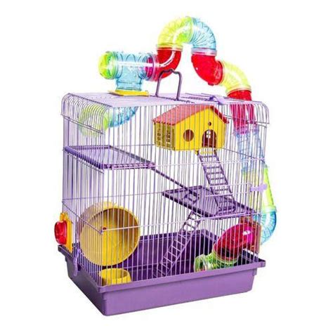 Gaiola Hamster 3 Andares Tubo Super Luxo Lilas JELPLAST Gaiola Para