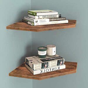 Bcozlux Corner Shelf Wall Mount Set Of Floating Corner Shelves Wood