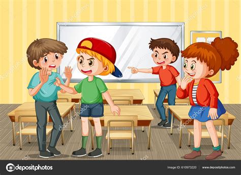 School Bullying Student Cartoon Characters Illustration Stock Vector Image by ©interactimages ...