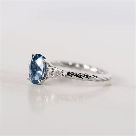 Blue Diamond Engagement Ring Traditional Style Highlights Wedding