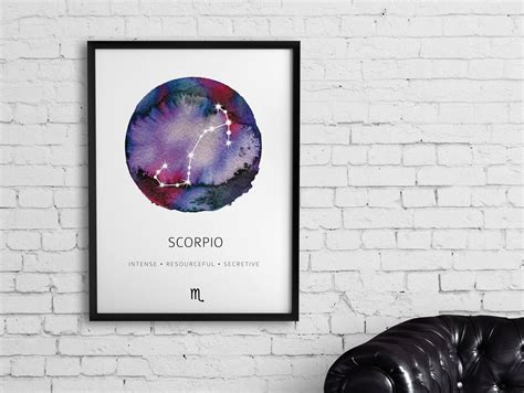 Scorpio Constellation Print Constellation Watercolor Scorpio - Etsy