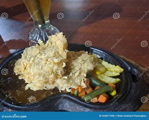 Yummy Double Chicken Steak In The Hot Plate Stock Photo Image Of Soup Meat 264071946