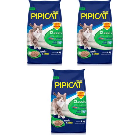 kit 3 Areia Higiênica Pipicat Classic Grãos Mais Finos 4kg Shopee Brasil