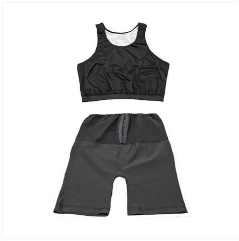 Conjunto Femenino Efeito Sauna Regata Top Short Preto Queima