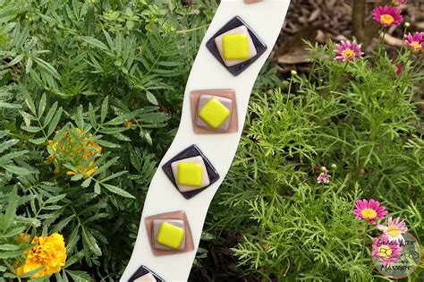 Garden Art Fused Glass Geometric Garden Stake Plant Stake Purple