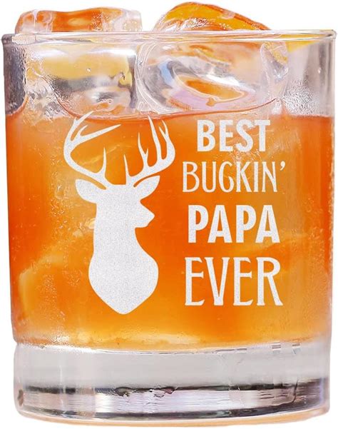 Qptadesignt Best Buckin Papa Ever Whiskey Glass