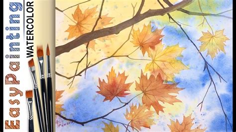 Fall Maple Leaves Painting How To Paint🎨watercolor Tutorial Demo