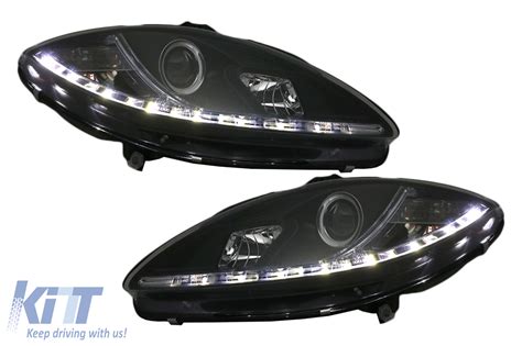 Led Drl Headlights Suitable For Seat Leon Altea Toledo Black