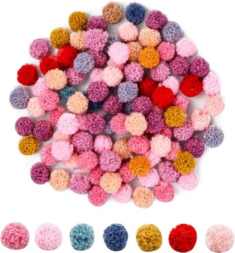 Pinsheng 100 Stück Bunte Pompons zum Basteln 15 mm Bunte Filzkugeln