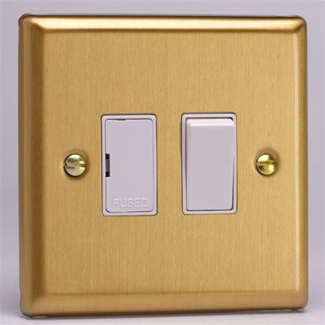 Varilight Classic Brushed Brass A Switched Fused Spur With White