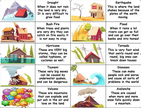 Natural Disasters Dominoes And Riddles Activity For Esl Kindergarten