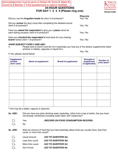 Fillable Online Dapa Toolkit Mrc Ac 24 HOUR QUESTIONS FOR DAY 1 2 3 4