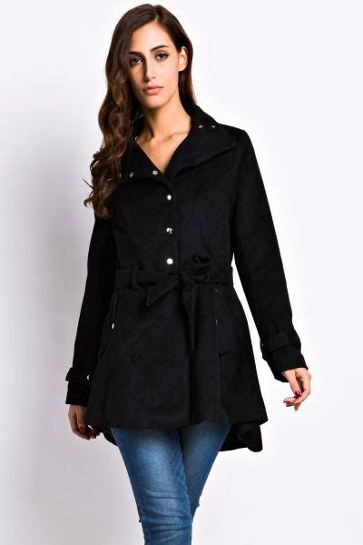 Chic Black High Low Coat High Low Coat Outwear Women Coat