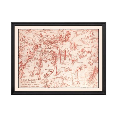 Kings Canyon National Park Art, 1945 Vintage Map of Kings Canyon