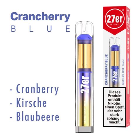 27er Original Vape 800 E Shisha To Go Vape Crancherry Blue Cranberry