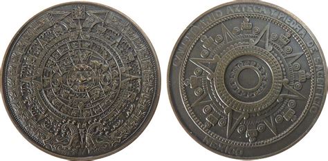 Mexiko Medaille O J Bronze Aztekischer Kalender Und Opferstein Ca