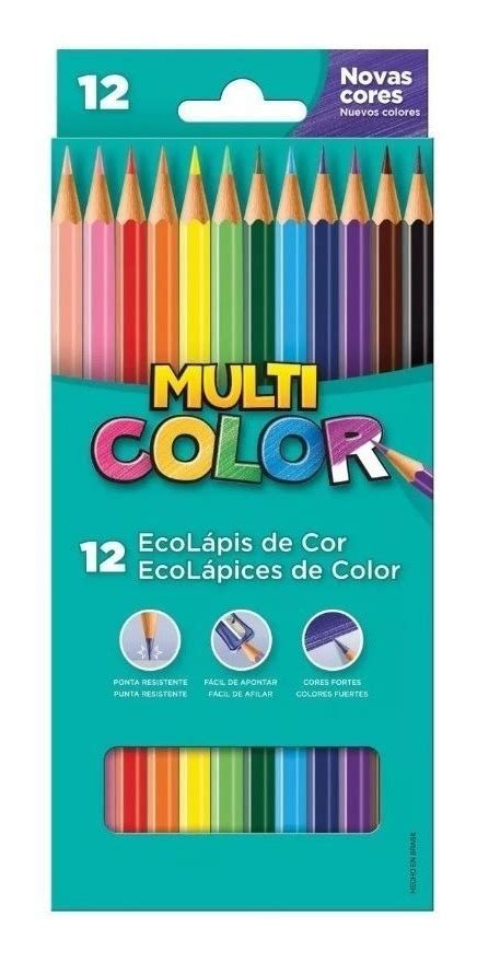 Caixa Lápis De Cor 12 Cores Multi Color Hexagonal Sextavado Mercado Livre