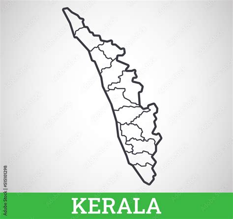 Simple Outline Map Of Kerala India Vector Graphic Illustration Stock