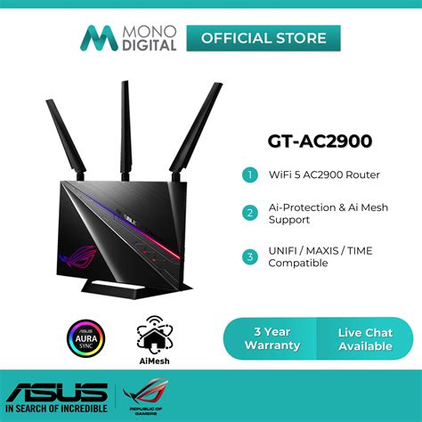 Asus Rog Rapture Gt Ac2900 Dual Band Router Ac2900 Wifi 5 Ai Mesh