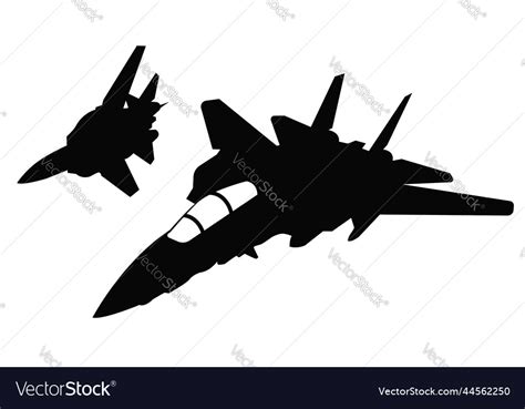 F14 jet military jet fighter maneuver silhouette Vector Image