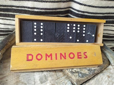 Vintage Domino Domino Set In Wooden Box Old Domino Vintage Decor Etsy