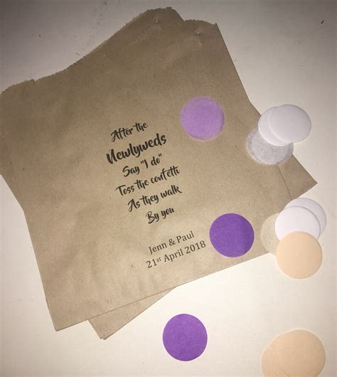 Personalised Brown Kraft Confetti Bags With Poem And Bride And Etsy