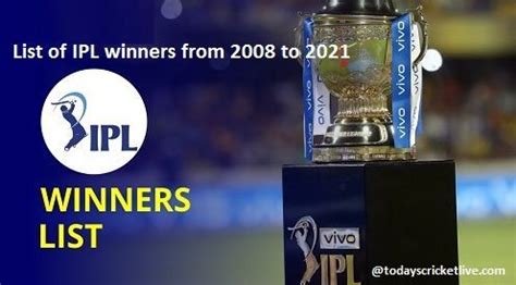 "IPL Winners List from 2008 to 2021" "IPL Winner & Runner up Team Name ...