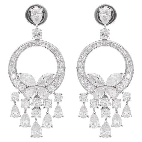 631 Carat Sihi Marquise Pear Round Diamond Dangle Earrings 18k White Gold For Sale At 1stdibs