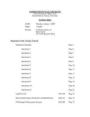 Fillable Online Testimony Indexdept Of Attorney General Fax Email Print