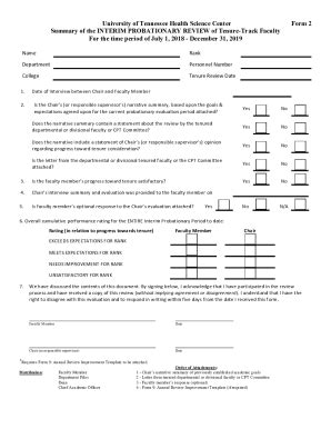 Fillable Online Summary Of The Interim Probationary Review Of Tenure