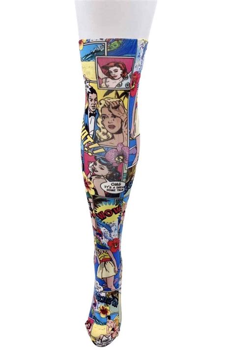 Flirt Comic Strip Pop Art Pattern Over Knee Socks Socks From Tights