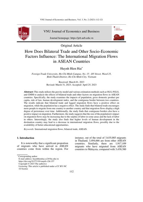 Pdf How Does Bilateral Trade And Other Socio Economic Factors Influence The International